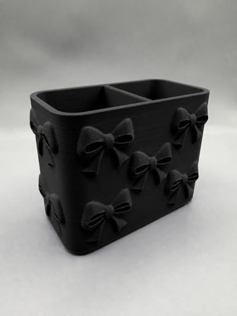 3D Baskı Fiyonk Desenli Bölmeli Kalemlik - Masaüstü Organizer - Siyah