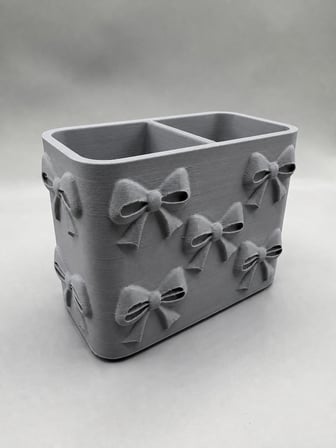 3D Baskı Fiyonk Desenli Bölmeli Kalemlik - Masaüstü Organizer - Gri