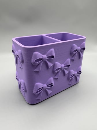 3D Baskı Fiyonk Desenli Bölmeli Kalemlik - Masaüstü Organizer - Mor