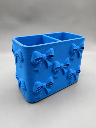 3D Baskı Fiyonk Desenli Bölmeli Kalemlik - Masaüstü Organizer - Mavi