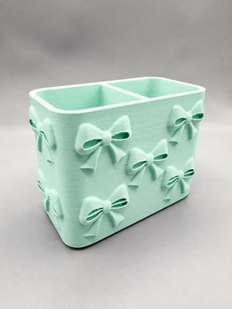 3D Baskı Fiyonk Desenli Bölmeli Kalemlik - Masaüstü Organizer - Mint