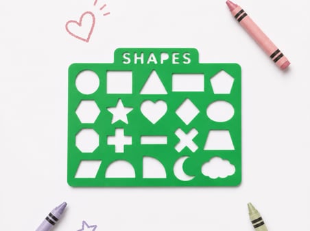 3D Baskı Geometrik Şekiller Çizim Şablonu - 20 Desenli Kalıp - Yeşil