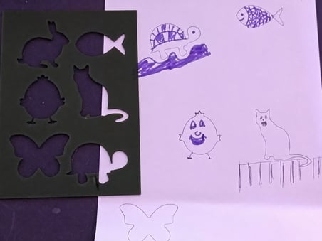 3D Baskı Hayvan Figürleri Çizim Şablonu - Çoklu Desen Kalıbı - Siyah