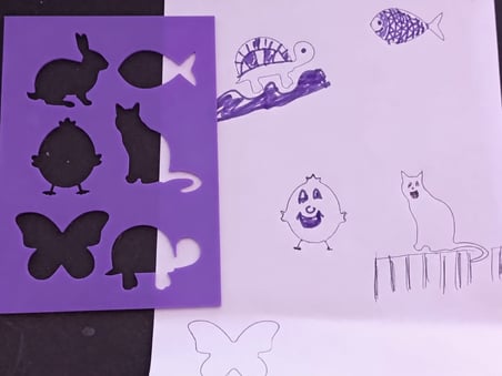 3D Baskı Hayvan Figürleri Çizim Şablonu - Çoklu Desen Kalıbı - Mor