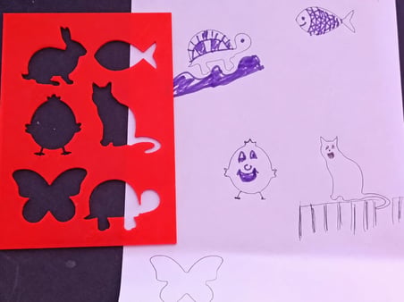 3D Baskı Hayvan Figürleri Çizim Şablonu - Çoklu Desen Kalıbı - Kırmızı