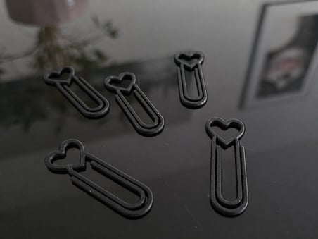 3D Baskı Kalp Figürlü Ataç - 10lu Set - Siyah