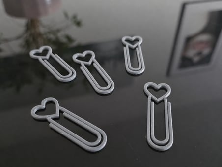 3D Baskı Kalp Figürlü Ataç - 10lu Set - Gri