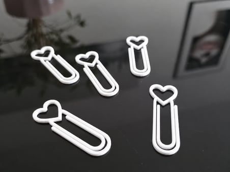 3D Baskı Kalp Figürlü Ataç - 10lu Set - Beyaz