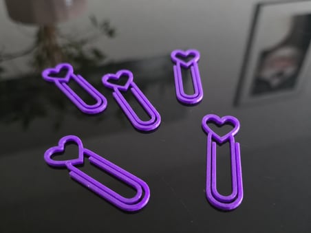 3D Baskı Kalp Figürlü Ataç - 10lu Set - Mor