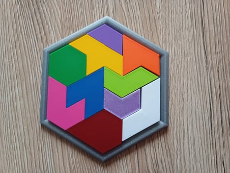 Bezos Professional Altıgen Tangram Puzzle 3D Baskı Zeka ve Eşleştirme Oyunu