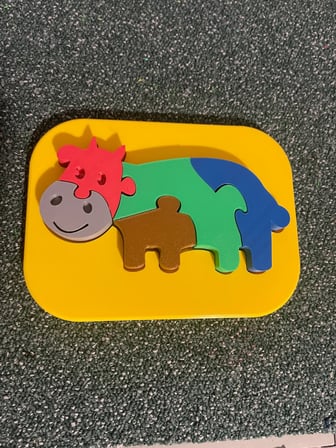 3D Baskı İnek Figürlü Puzzle - Renkli Eğitici Yapboz