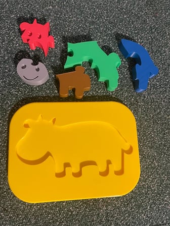 3D Baskı İnek Figürlü Puzzle - Renkli Eğitici Yapboz