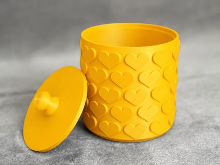 3D Baskı Kalp Desenli Kapaklı Saklama Kutusu - İki Renkli Organizer - Sarı