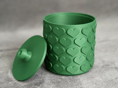 3D Baskı Kalp Desenli Kapaklı Saklama Kutusu - İki Renkli Organizer - Yeşil