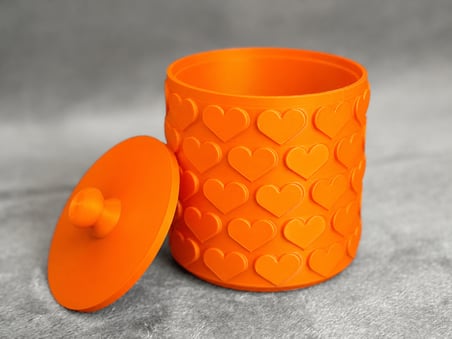 3D Baskı Kalp Desenli Kapaklı Saklama Kutusu - İki Renkli Organizer - Turuncu