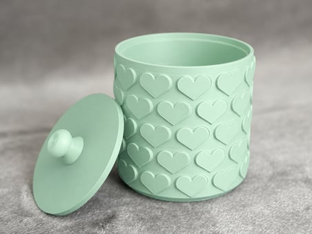 3D Baskı Kalp Desenli Kapaklı Saklama Kutusu - İki Renkli Organizer - Mint