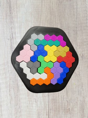 3D Baskı Petek Desenli Altıgen Puzzle - Renkli Zeka Oyunu