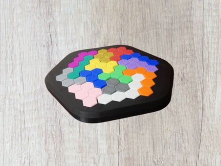 3D Baskı Petek Desenli Altıgen Puzzle - Renkli Zeka Oyunu