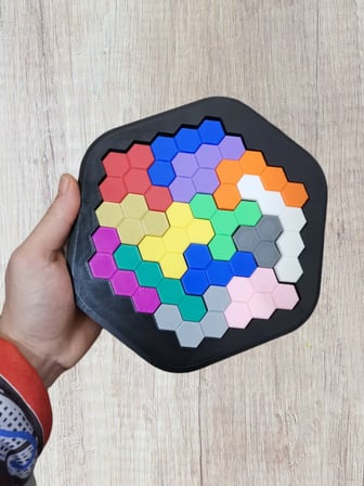 3D Baskı Petek Desenli Altıgen Puzzle - Renkli Zeka Oyunu