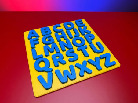 3D Baskı A-Z Büyük Harf Alfabe Puzzle - 26 Parçalı Eğitim Seti