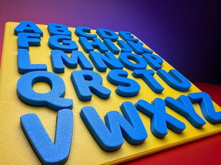 3D Baskı A-Z Büyük Harf Alfabe Puzzle - 26 Parçalı Eğitim Seti