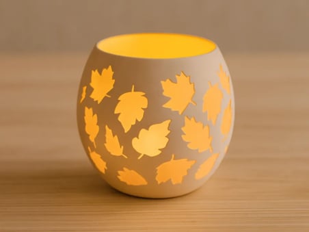 3D Baskı Yaprak Desenli Tealight Mumluk Sonbahar Yaprakları Kabartmalı Dekoratif Şamdan Masa Süsü