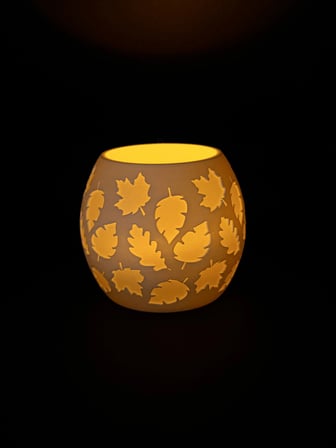 3D Baskı Yaprak Desenli Tealight Mumluk Sonbahar Yaprakları Kabartmalı Dekoratif Şamdan Masa Süsü
