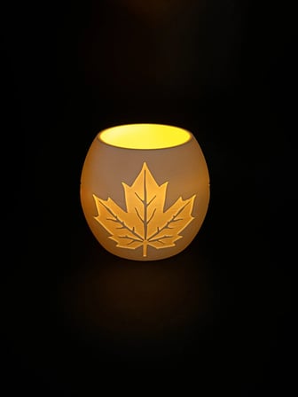 3D Baskı Akçaağaç Yaprağı Kabartmalı Tealight Mumluk Dekoratif Sonbahar Feneri Şamdan Masa Süsü