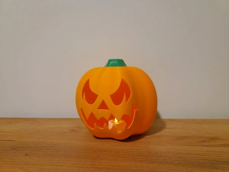 3D Baskı Oyma Yüzlü Balkabağı Tealight Mumluk Cadılar Bayramı Dekoratif Feneri Şamdan Turuncu