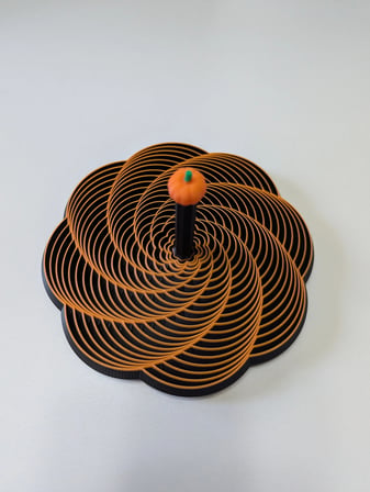 3D Baskı Spiral Halkalı Balkabağı Dekoratif Obje Dönen Kinetik Masa Aksesuarı Sonbahar Turuncu Siyah