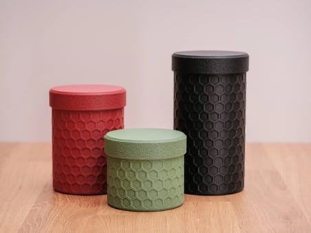 3D Baskı 3lü Petek Desenli Kapaklı Kavanoz Seti Bal Peteği Dokulu Dekoratif Mutfak Saklama Kabı 5-8-