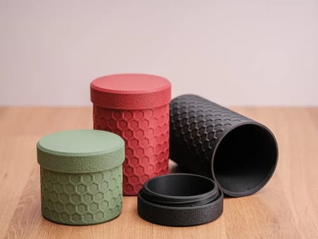 3D Baskı 3lü Petek Desenli Kapaklı Kavanoz Seti Bal Peteği Dokulu Dekoratif Mutfak Saklama Kabı 5-8-
