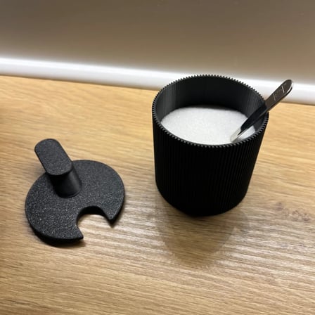 3D Baskı 2li Kaşıklı Şekerlik Baharatlık Seti Kapaklı Fitilli Dekoratif Mutfak Sunum Kabı 7x7 cm