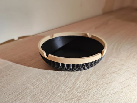 3D Baskı İki Renkli Yuvarlak Küllük Baklava Dokulu Geniş Dekoratif Kül Tablası Masaüstü ve Balkon