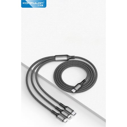 DC62 3in1 Type-C to 60W Type-C / 12W Lightning / 15W Micro 1.2M Hızlı Şarj Kablo - Siyah