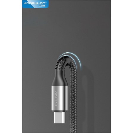 DC62 3in1 Type-C to 60W Type-C / 12W Lightning / 15W Micro 1.2M Hızlı Şarj Kablo - Siyah