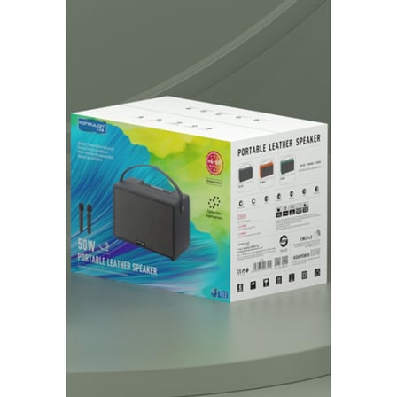 F32 2x50W Sürücülü 2 Adet Mikrofonlu BT 5.2 Kablosuz Hoparlör - Siyah