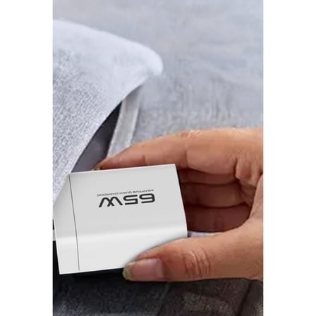 C99Q 65W PD Destekli Type-C ve USB Çift Çıkışlı Hızlı Şarj Adaptörü - Beyaz