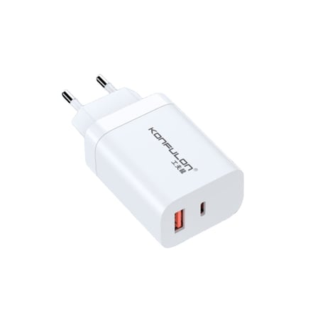 C99Q 65W PD Destekli Type-C ve USB Çift Çıkışlı Hızlı Şarj Adaptörü - Beyaz