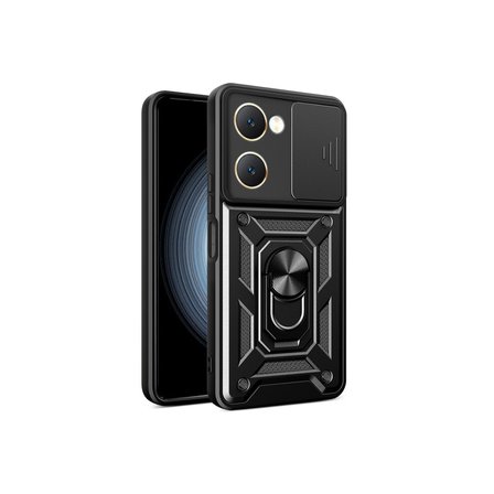 Y18 Kılıf Pars Lens Yüzüklü Silikon - Siyah