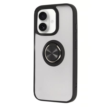 iPhone 16 Kılıf Montreal Yüzüklü Silikon Kapak - Siyah