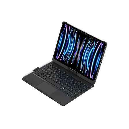 iPad Pro 11 (2024) F11 ATS Kılıf Magic Dönen Klavyeli Tablet Kılıf - Siyah