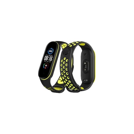 Mi Band 4 Spor Delikli Kordon - Siyah-Yeşil