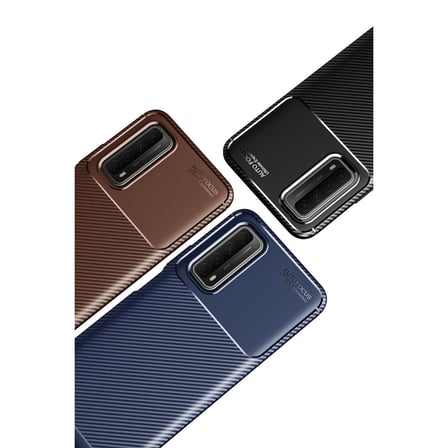 P Smart 2021 Kılıf Auto Focus Karbon Kapak - Siyah