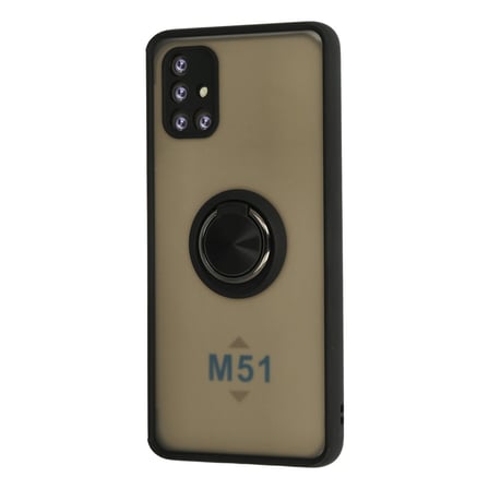 Galaxy M51 Kılıf Montreal Yüzüklü Silikon Kapak - Siyah