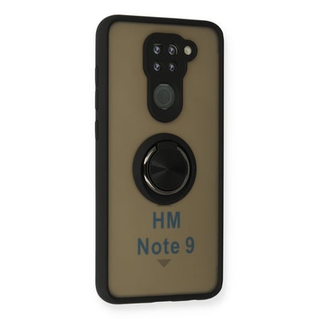 Note 9 Kılıf Montreal Yüzüklü Silikon Kapak - Siyah