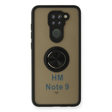 Note 9 Kılıf Montreal Yüzüklü Silikon Kapak - Siyah