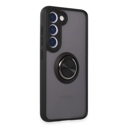Galaxy S23 Kılıf Montreal Yüzüklü Silikon Kapak - Siyah