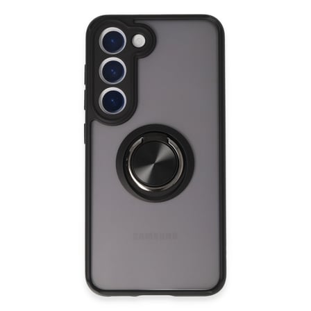 Galaxy S23 Kılıf Montreal Yüzüklü Silikon Kapak - Siyah