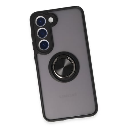 Galaxy S23 Kılıf Montreal Yüzüklü Silikon Kapak - Siyah